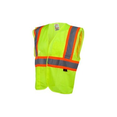 Gss Safety GSS Safety 1007 Standard Class 2 Two Tone Mesh Hook & Loop Safety Vest, Lime, XL 1007-XL